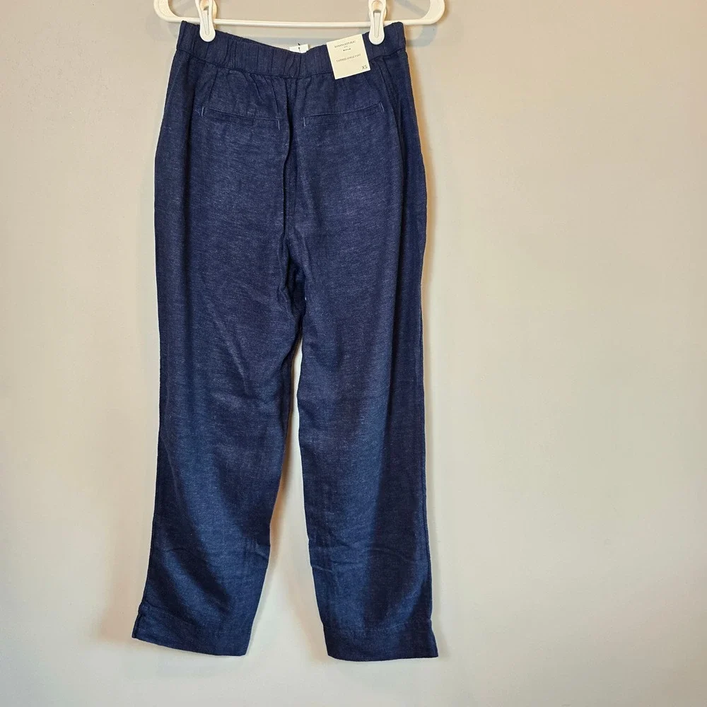 Banana Republic Pants Tapered High Rise Ankle Womens Extra Small Linen NWT Blue